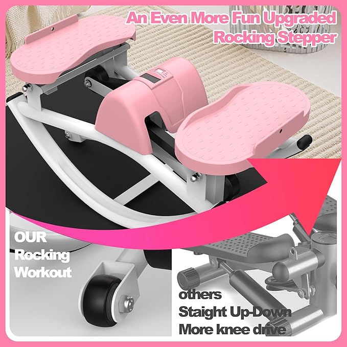 KINMAC Lateral Stepper for Exercise-Rocking Stepper Machine with Resistance Bands & Anti-Slip Mat and LCD Monitor, Professional Stair Stepper for Home Workout