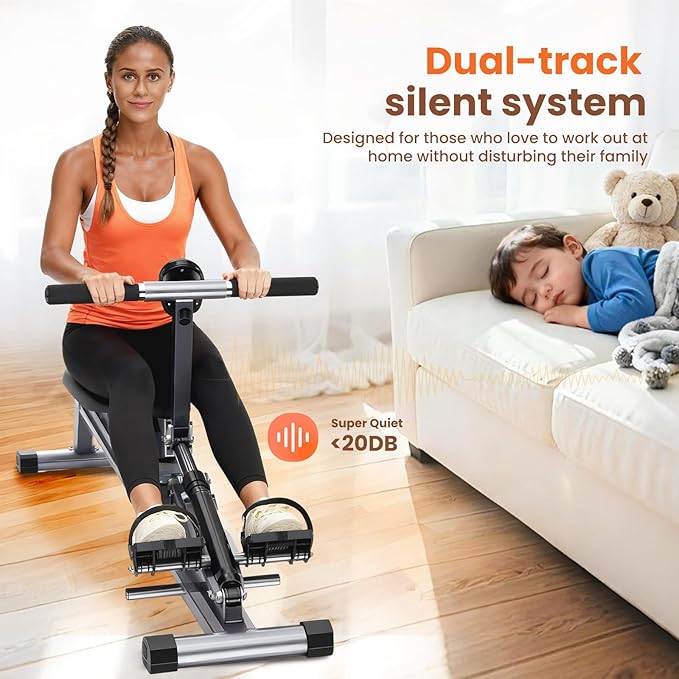 Rowing Machine, Compact Adjustable Rowing Machine 12 Levels of Complete Body Workout Resistance for Home, Low-Impact