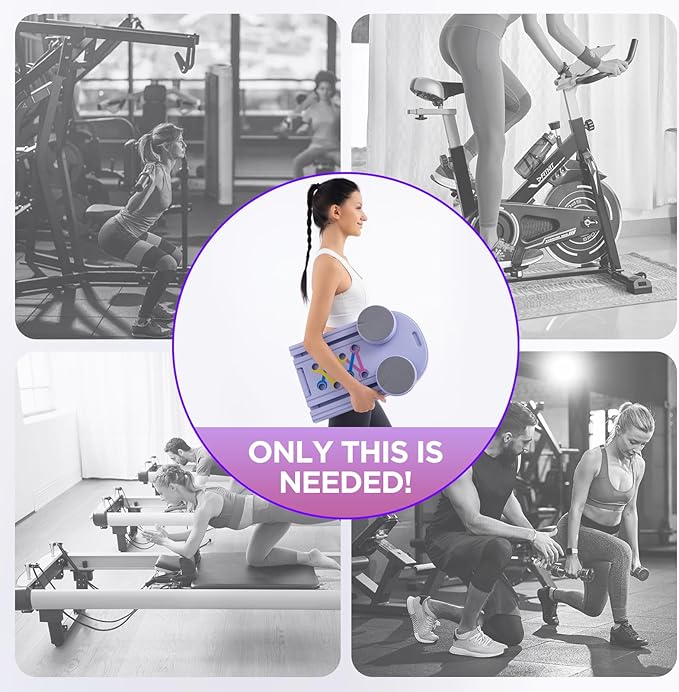 Pilates Board, Portable Pilates Reformer Equipment with Timer, 7-in-1 Foldable Pilates Machine for Home Workout, Multi-Purpose Pilates Equipment at Home, Office