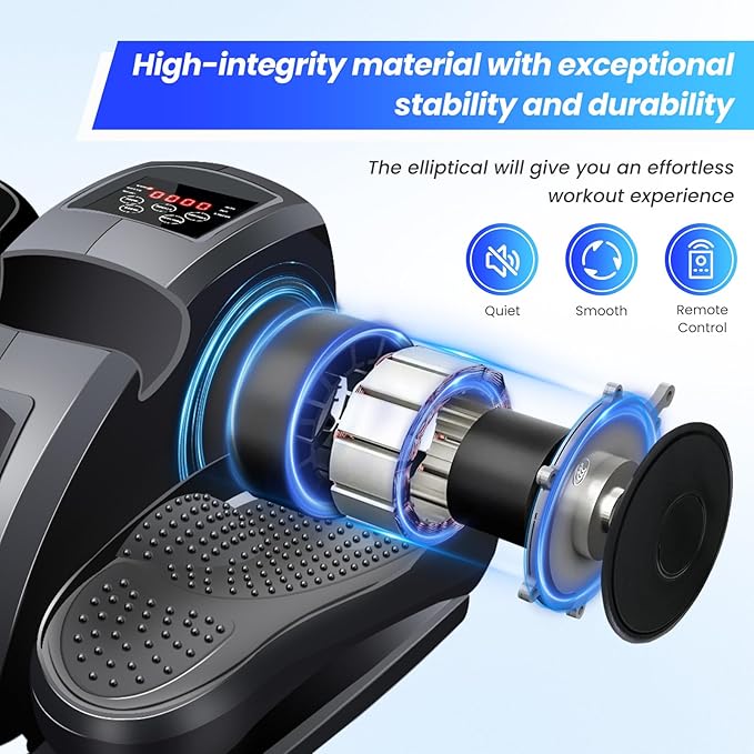 ALSO GO Under Desk Elliptical Machine, Electric Leg Exerciser for Seniors w/ 15Speeds Adjustable,Seated Pedal Exerciser, Auto & Manual Modes, Portable Quiet Magnetic Exercise Equipment for Home Office