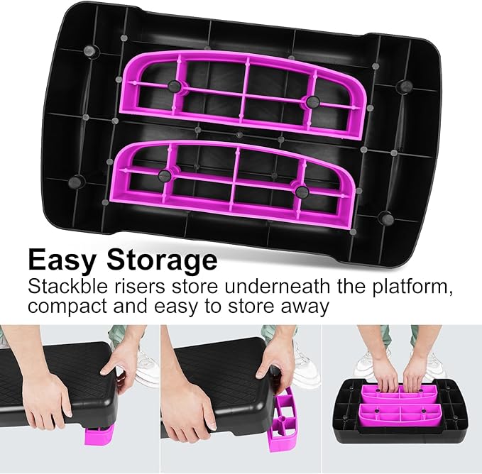 Exercise Workout Aerobic Step Platform Trainer, 18" Aerobic Stepper with 4"-6" Adjustable Height Risers