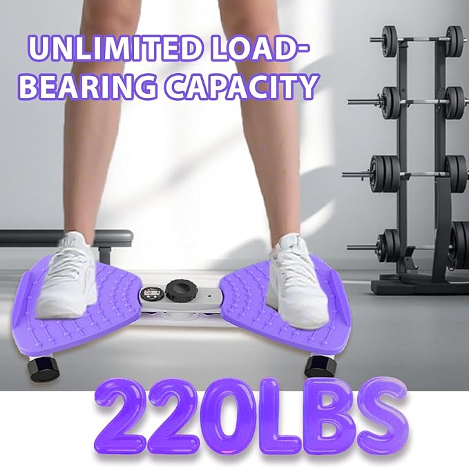 Twisting Waist Machine, Twist Board for Exercise, 300 lbs Weight Capacity, Noiseless Ab Twister for Home Gym Equipment for Women/Men, Track Time, Reps, Calories with Digital Display (Purple)