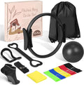 JITUIHOM Home Pilates Essentials Kit for Women - Complete Pink Equipment Set with 9 Inch Yoga Ball, Figure 8 Resistance Band, Bands & Accessories, Ring for Beginners Workouts