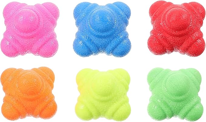 6Pcs Hexagonal Reaction Balls Set 5.5Cm Silicone Agility Training Equipment for Hand-Eye Coordination Baseball Goalkeeper Reflex Speed Exercise Fitness