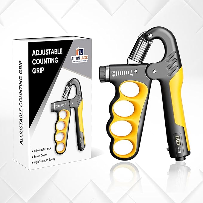 Grip Strength Trainer – Adjustable Resistance Hand Grip Strengthener (11-220 Lbs/5-100KG) with Auto Electronic Counter | Forearm & Finger Exerciser for Athletes, Musicians, Injury Recovery