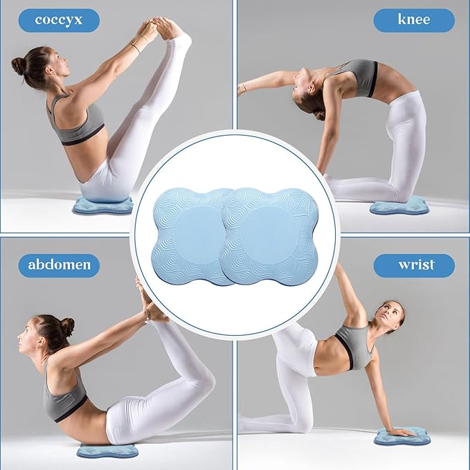 2 Packs Yoga Knee & Elbow Cushions - Extra Thick Foam for Knees, Elbows, Wrists, Hands & Head - Pilates & Kneeling Pads - Support Foam Pads for Women & Men