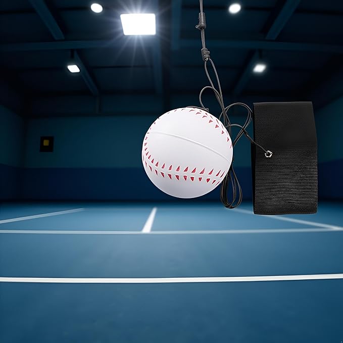 White Wrist Return Ball, Sports Wrist Balls on a String, Rubber Rebound Bouncy Wristband Balls on Elastic String Sports Reaction for Wrist Exercise or Play Tennis, Baseball（2.36 in）