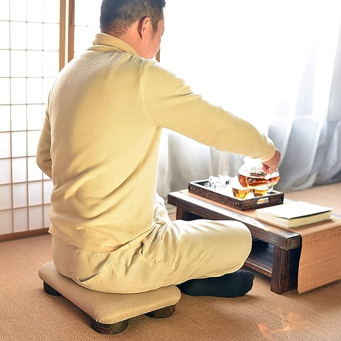 Solid Wood Meditation Bench, Japanese Kneeling Stool,Dharma Meditation Bench, Soft Solid Wood Bag Foot Stool
