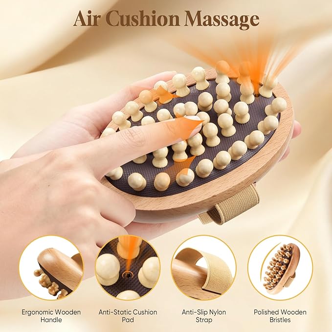 awrose 2 Packs Wood Therapy Massage Tools, Manual Meridian Massage Body Brush for Body Sculpting, Wooden Scalp Massager Tools for Cellulite Reduction, Muscle Pain Relief, Birthday Gifts for Women Men