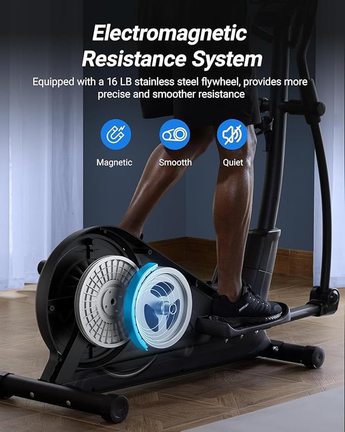 MERACH Elliptical Exercise Machine for Home Use, Elliptical Machine with Hyper-Quiet Magnetic Drive System, 16-Level Resistance Adjustment, 15.5IN Stride, 350LBS Loading Capacity, MERACH App