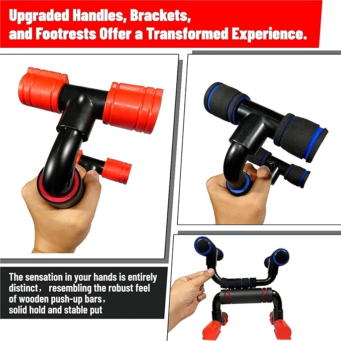 Push Up Bars 2pcs Anti-slip Footpads Workout Stands for Strength Training, Push Up Stands Pushup Handles