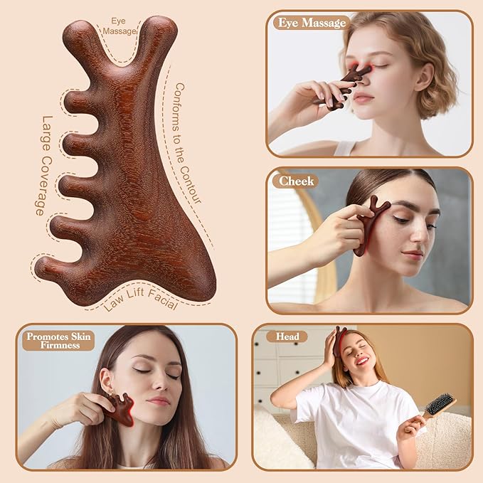 3 Pack Wooden Scalp Massager Tool Loc Combs,Long Handle Head Massage Scalp Loc Brush for Dreads,Multifunctional Hair Massager Tool for Men & Women