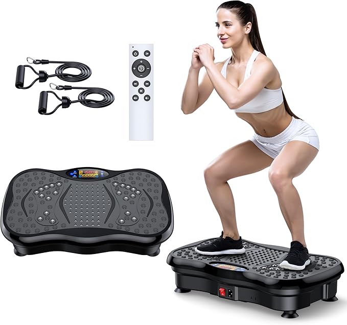 Vibration Plate Exercise Machine – Whole Body Workout for Weight Loss, Lymphatic Drainage & Muscle Recovery, Multiple Speeds with Bluetooth & Remote, Portable Shaker Board for Home Gym