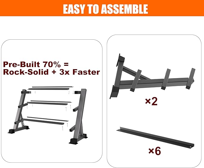 3 Tier Dumbbell Rack, 1200LBS Heavy Duty Weight Rack for Home Gym, Adjustable Storage Organizer for Free Weights, Quick & Easy Assembly, Dumbbell Rack Stand Only