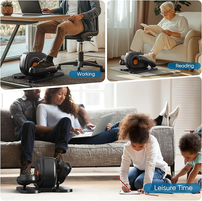 OLIXIS Under-Desk Elliptical Machine–Compact & Quiet Mini Pedal Exerciser with Adjustable Speed, LED Display, Portable Fitness Solution for Home or Office Workouts
