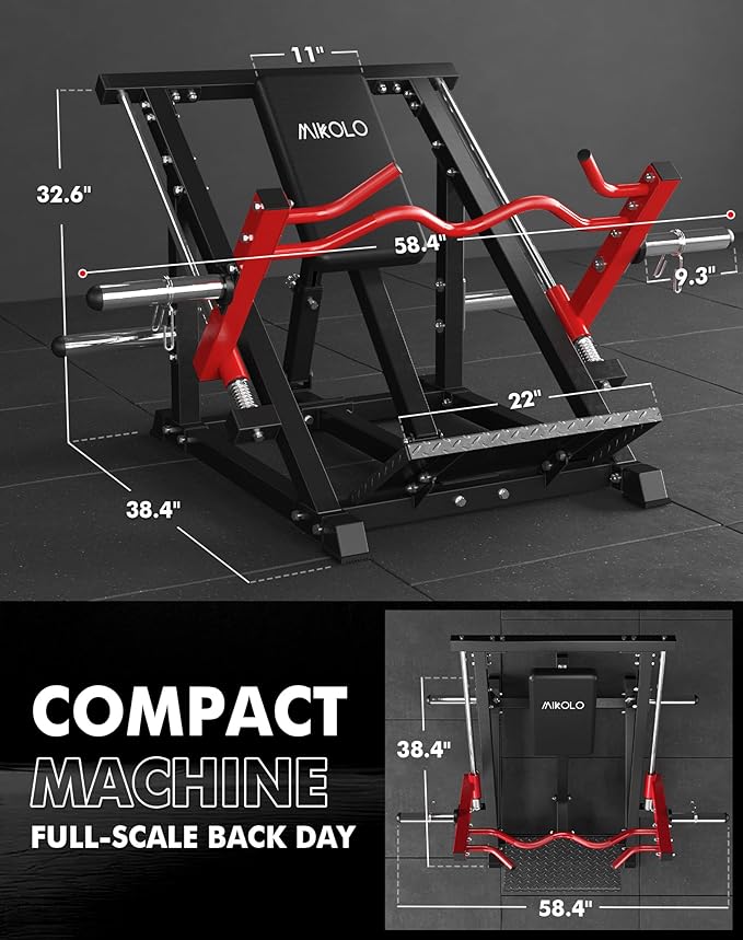 Mikolo Linear Row Machine, Rowing Machine for Home with Plate-Loaded Smith Row, Linear Bearing Back Workout Equipment for Home Gym