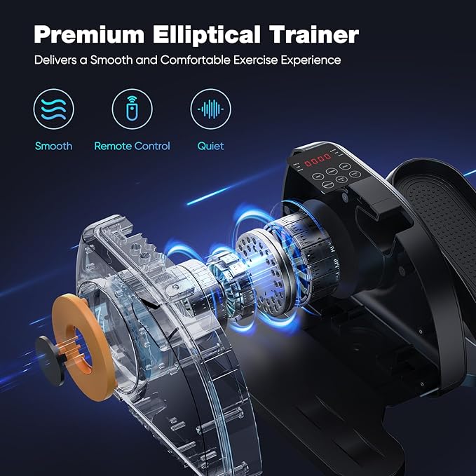 NEWBULIG Under Desk Elliptical Machine, Ellipse Leg Exerciser As Seen On TV with Remote Control, 12 Adjustable Speeds