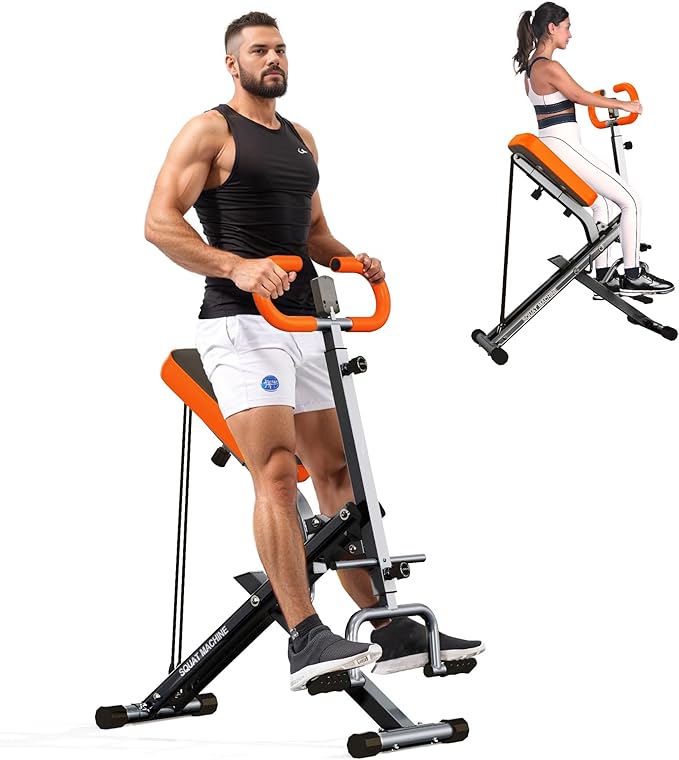 SogesGame Squat Machine for Home, 2 in 1 Squat Rowing Machine, Foldable Leg Training Machine, Squat Trainer for Glutes & Legs Workout