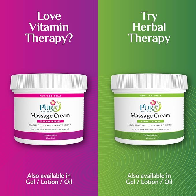 Vitamin Therapy 4 Fl oz Massage Cream, Vitamin E, Professional, Massage Therapy, Deep Tissue, Unscented, Hypoallergenic, Natural Ingredients, Skin Hydrating, Moisturizing, Muscle Relief
