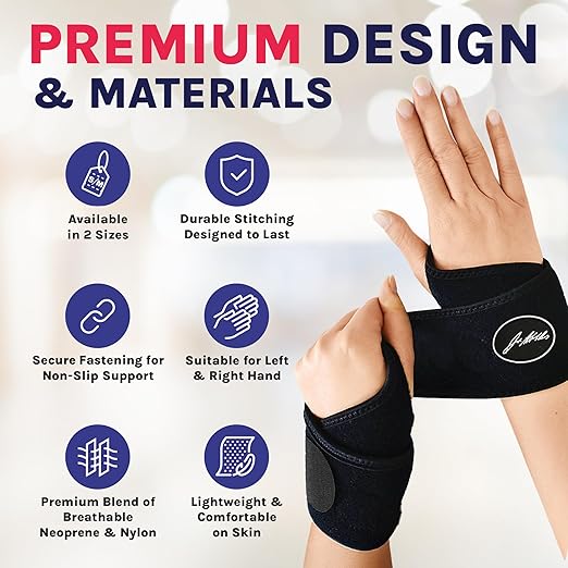 Doctor Developed Wrist Brace - Wrist wrap for Carpal Tunnel Arthritis,Tendonitis, Hand Support - Ideal for Fitness, Weightlifting - Handbook included (Black (Small- 1 Pack), Wrist Brace)