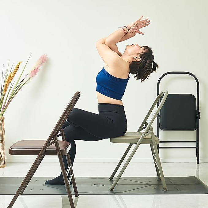 Yoga Chair,Foldable Pilates Chair,Soft Sponge Cushion,Easy to Carry and Store,for Indoor and Outdoor Yoga Studios(Color1)