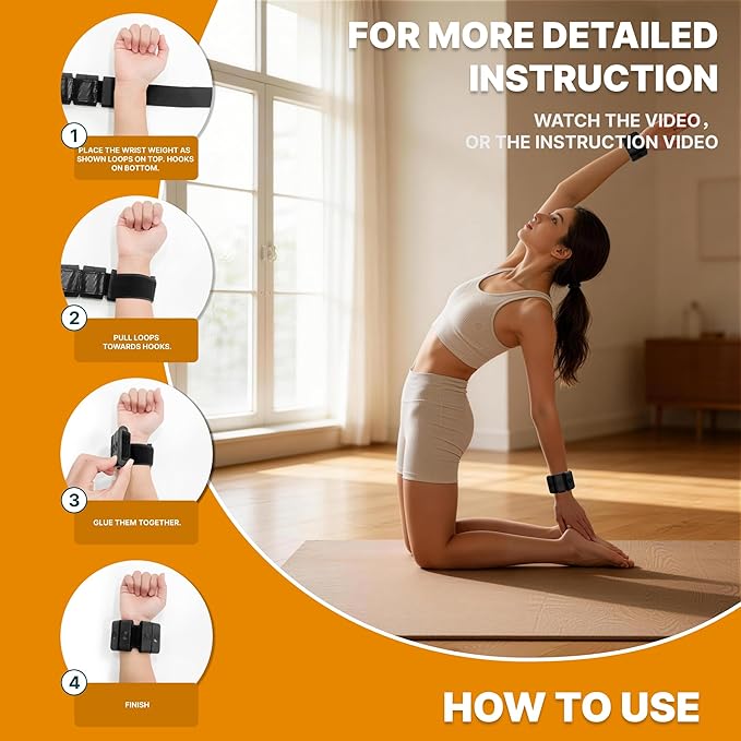 Adjustable Wrist Weights for Women Men, Leg Weights for Women 0.75lb-1lb-1.3lb Each for Walking, Yoga, Dance, Barre, Gym