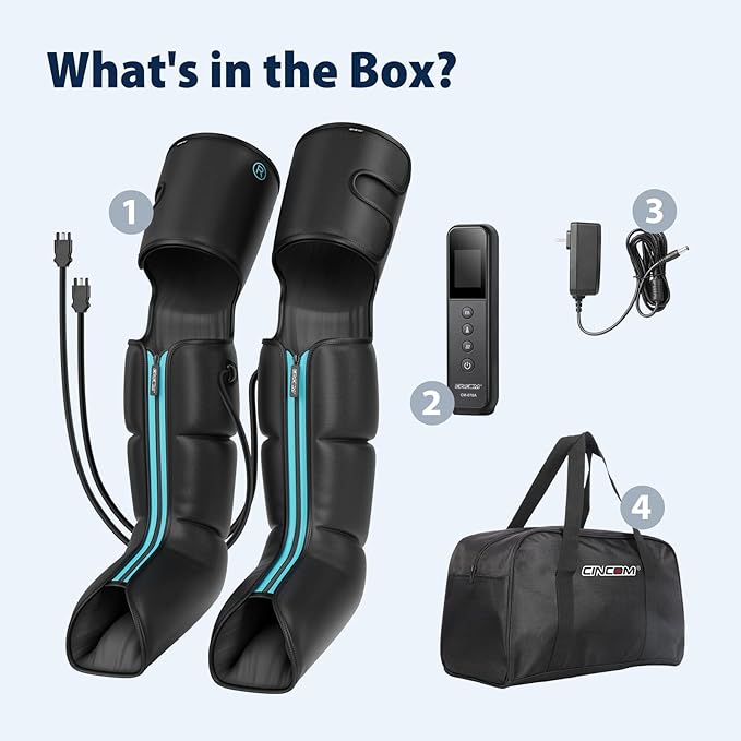 CINCOM Leg Massager with Heat and Compression, Air Compression Boots for Leg Calf & Foot Recovery, Edema Relief