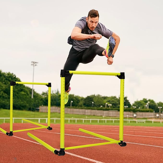 4Pcs Hurdles Training Equipment, Adjustable Height Hurdles Track and Field, Agility Speed Jumping Training Equipment for Soccer Basketball Football Dogs, Detachable-Green