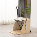 Yoga Pilates Fitness Trainer, Pilates Split-Pedal Stability Chair with Handles, Pilates Reformer Machine for Home, Maple Stability Pilates Pro Chair Equipment(White)