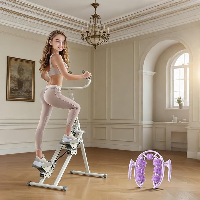 Foldable Stair Stepper for Home Gym with Leg Massager Roller, Full Body Workout Climber Machine, Fitness Equipment with Adjustable Handles