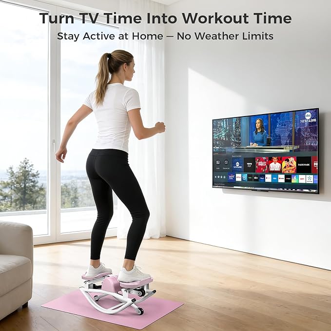 Rock Stepper Side to Side Low Impact Stair Stepper,Quiet Steppers for Exercise at Home with Resistance Bands & Non-Slip Mat – Exercise Step Balance Board Workout Equipment for Apartment & Living Room