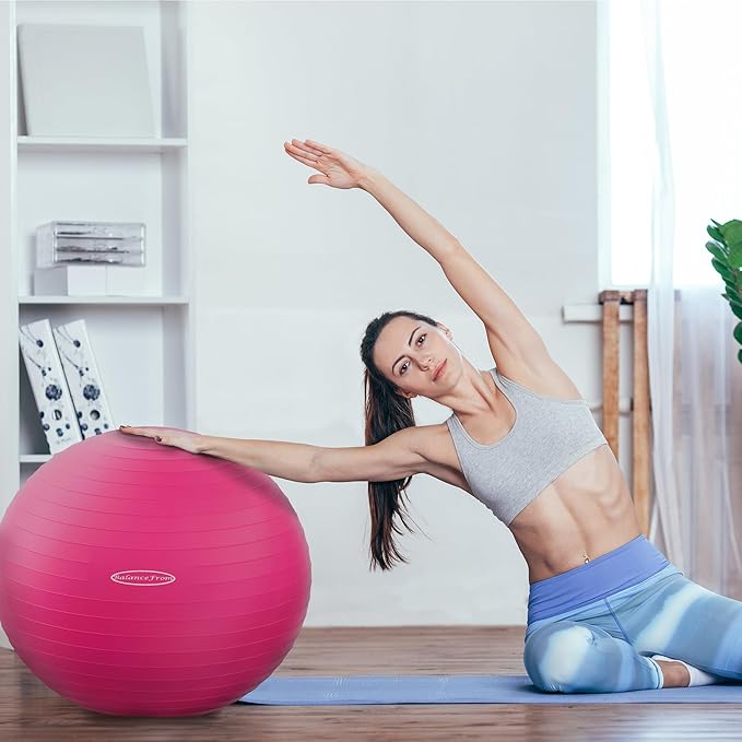 Fitvids Exercise Ball for Fitness, Yoga, Pilates with Quick Pump, Anti-Burst Slip Resistant Balance Ball
