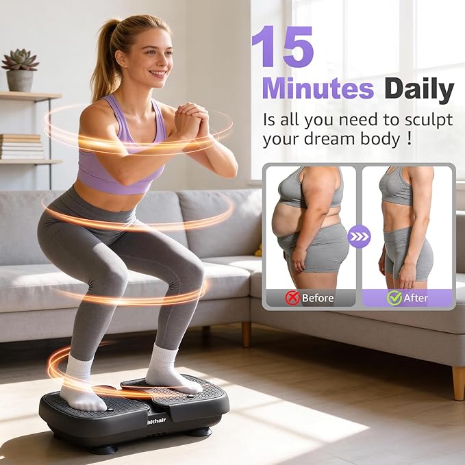 Mini Vibration Plate Machine for Lymphatic Drainage, Shake Plate Exercise Machine Fat Burner for Weight Loss, Portable Shaking Whole Body Workout Vibration Platform for Home Gym 1 Piece
