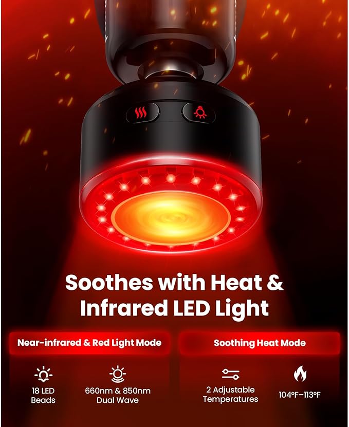 BOB AND BRAD Q2 Ultra Mini Massage Gun with Red Light Infrared Heating Head, Pocket-Sized Deep Tissue Massager for Muscle Therapy, HSA Portable Percussion Massage Gun for Pain Relief FSA Eligible