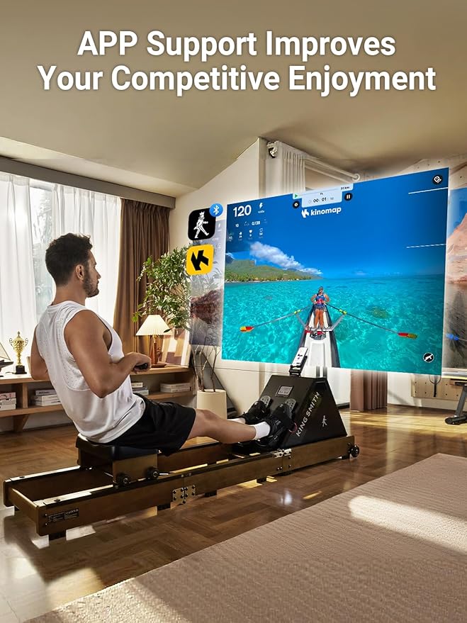 KINGSMITH Rowing Machines for Home Foldable, Compact Row Machine, 400LB & 350LB Weight Capacity, Folding Rower Machine with Adjustable Resistance, Data Monitor, App Supported