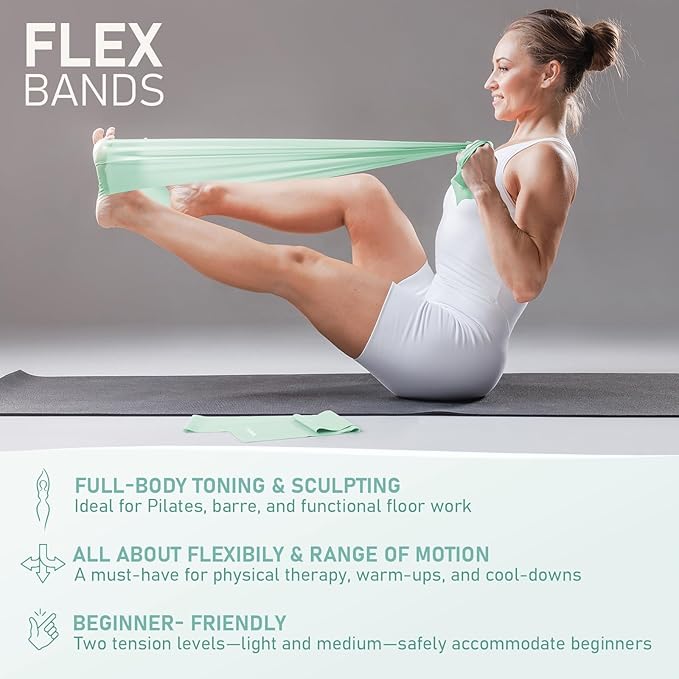 Pilates Kit, 15-Inch Pilates Ring with 1x Core Ball, 3X Resistant Loops and 2X Flex Bands, Home Pilates Equipment Set and Mat Pilates Essential Kit