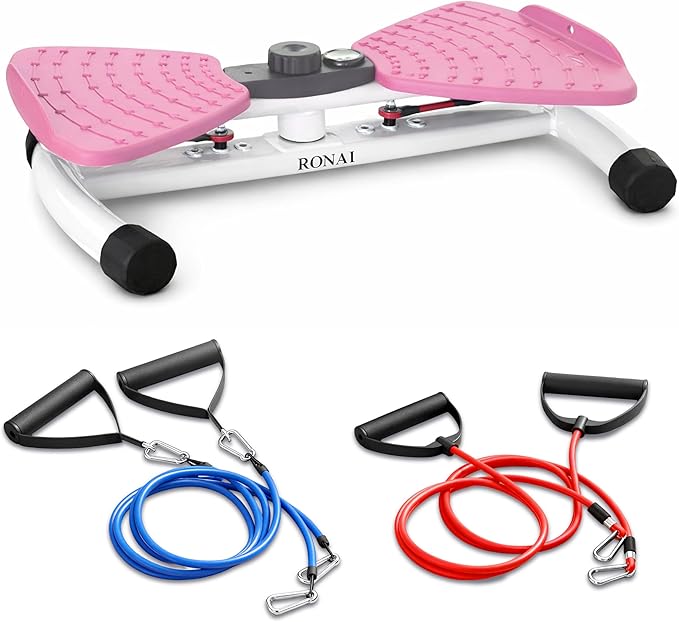 Ronai Waist Twister Machine with Resistance Bands – Adjustable Ab Twister Board for Home Fitness, Dual Pedals, Quiet Rotation, Tracks Time/Reps/Calories, 300 Lbs Capacity