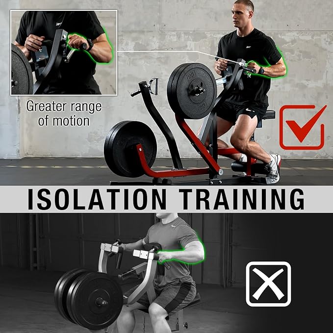 Mikolo Plate Loaded Seated Row Machine for Home Gym, 400LB Capacity, Independent Arms & Adjustable Seat for Full Back Workout