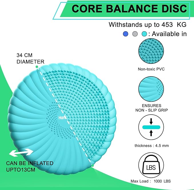 Wobble Cushion Core Balance Disc, Wiggle Seat for Sensory Kids to Stay Focused, Non-slip Balance Pads with Inflation Pump for Physical Therapy & Core Strength