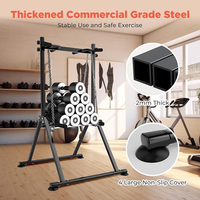 Foldable Power Tower Dip Station Pull Up Bar, Multifunction Triangular Structure Pull Up Station Home Gym Strength Training Workout Equipment