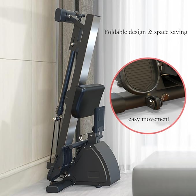 Hydralic Rowing Machine Folding Full Motion Rower with LCD Monitor Adjustable Resistance for Home Use 330lbs Weight Capacity