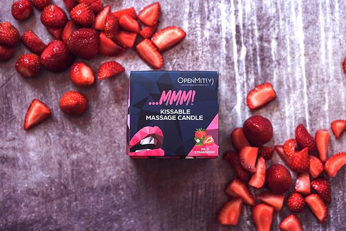 Kissable Massage Oil Candle – Sensual and Romantic Melt Massage Candles for Pleasant and Relaxing Massages (Wild Strawberry)