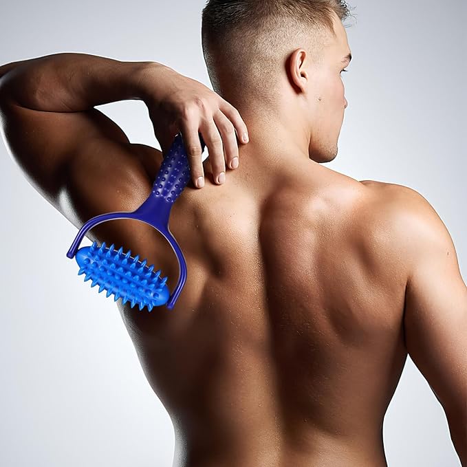 Lurrose Massage Balls Massage Roller with Handle and Nubs Massager Fascia Ball Self-Massage Roller for Body, Muscle, Relaxing