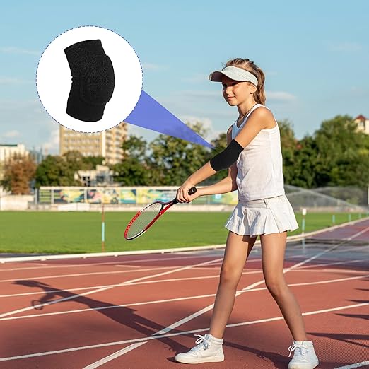 1 Pair Volleyball Elbow Pads, Arm Brace Pads Elbow Protector Strap Support Fitness Arm Protector Compression Breathable with Padded for Men and Women (Black, S, Suitable weight:110-176lb)