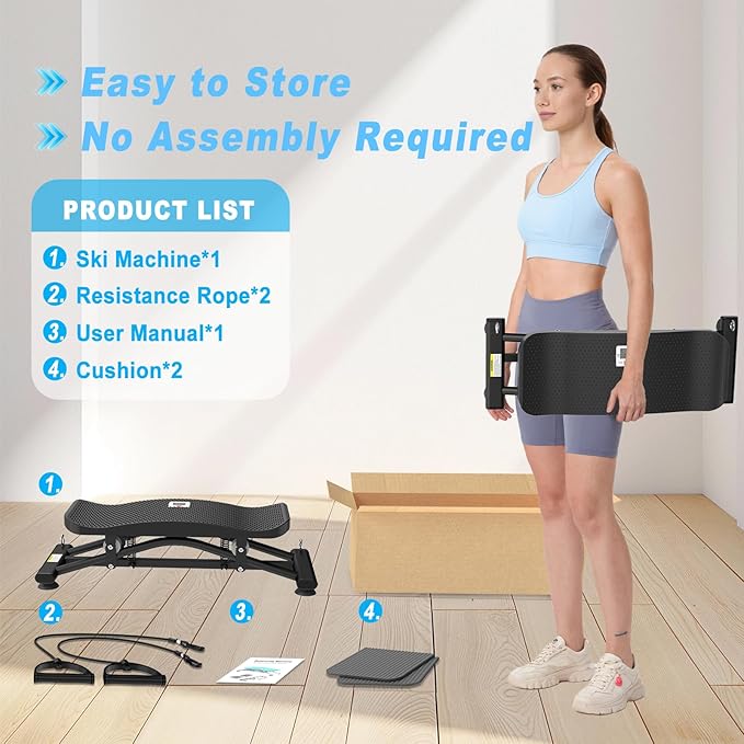 HOTWAVE Ski Balance Board with LCD Display and 300LB Weight Capacity, Rocking Stepper Ski Simulator for Home Workout, Ideal for Balance, Cardio and Core Workout for Adults