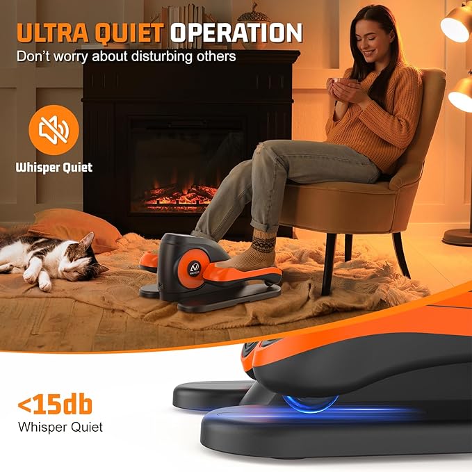 Under Desk Elliptical Machine, Leg Exerciser While Sitting for Seniors with Remote Control & 12-Speeds, Quiet Portable Electric Seated Pedal Exerciser Machine for Home Office