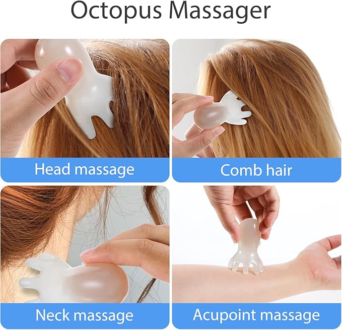 Head Massager Comb 2pcs Point Massage Comb Scalp Massager Handheld Palms Full Body 8-Legged Acupressure Manual Deep Massage Tools for Head Body Relaxing, Hair Growth