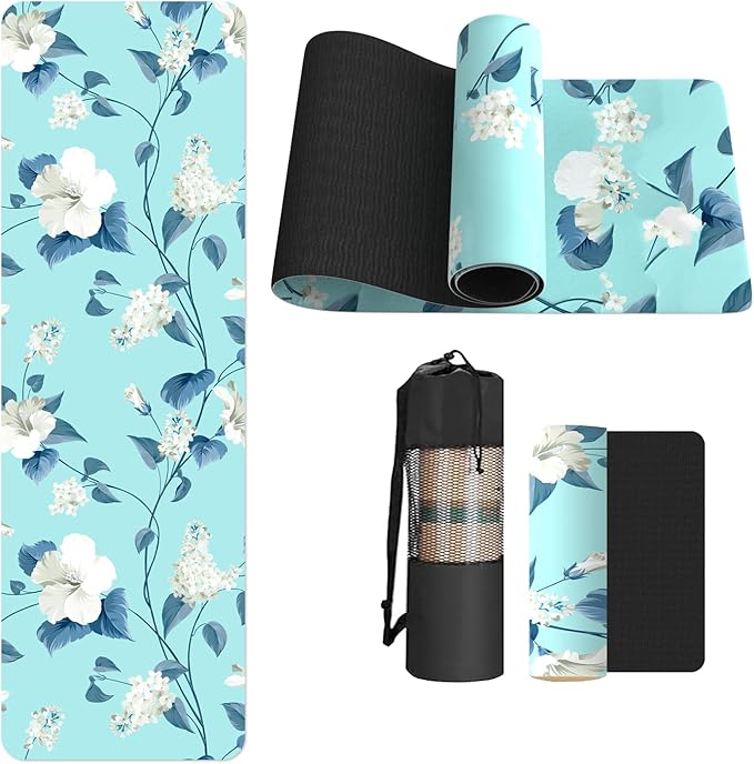 FOLAI Extra Thick Yoga Mat 6mm，pilates mat thick - Non-Slip Exercise Mat for HIIT, Pilates & Home Workouts & Workout with Free Carry Strap