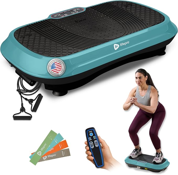 Lifepro Waver Vibration Plate Exercise Machine for Lymphatic Drainage, Muscle Activation, Full-Body Workout Vibrating Platform with Loop Bands, Fitness Equipment for Strength Toning & Fat Loss