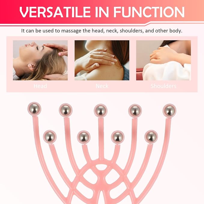 Baluue Handheld Scalp Massager with 9 Rolling Balls for Deep Relaxation Portable Manual Head Massage Tool for Office Home Spa Use